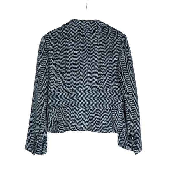 ECI New York Womens Blazer 14 Black White Herringbone Tweed Jacket Chic Workwear - Picture 8 of 15